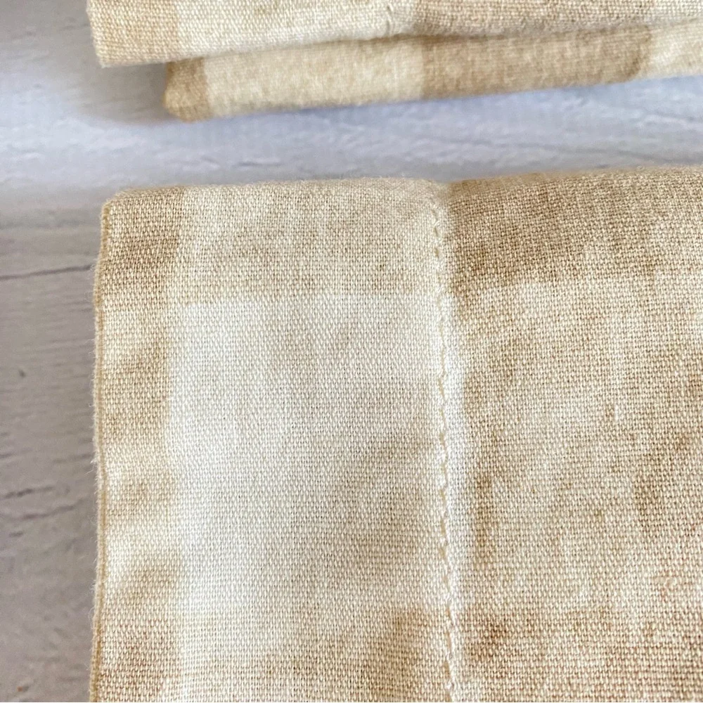 Pottery Barn Beige and White Gingham Duvet Cover